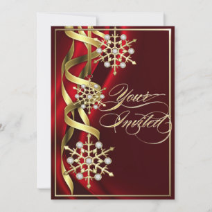 Jazzy Snowflake Tarjeta de vacaciones roja