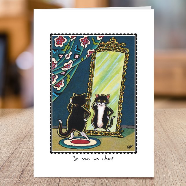 "Je suis un chat" Tarjeta de felicitación plegada  (Subido por el creador)