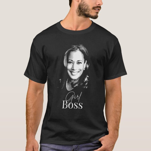 Jefe chica Kamala Harris camiseta para la democrac (Anverso)