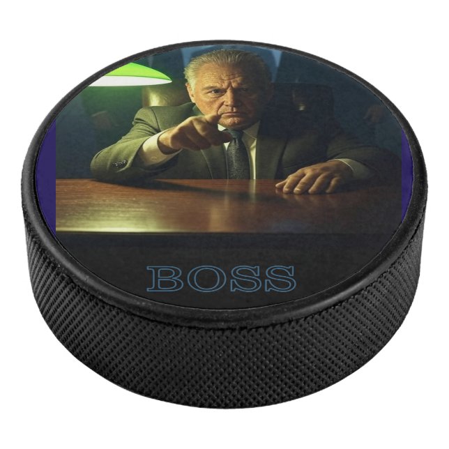 Jefe con disco de hockey de texto (3/4)