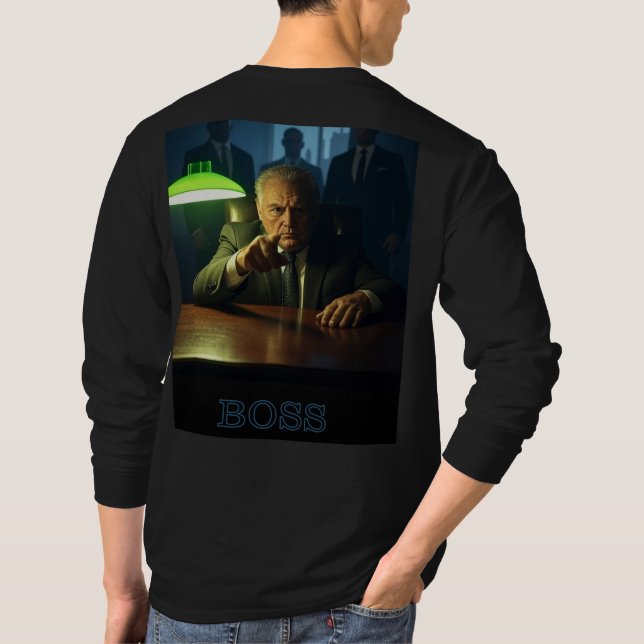 Jefe con hombres de texto camiseta de manga larga  (Reverso)