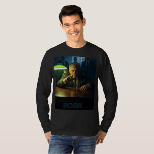 Jefe con hombres de texto camiseta de manga larga