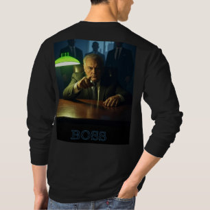 Jefe con hombres de texto camiseta de manga larga