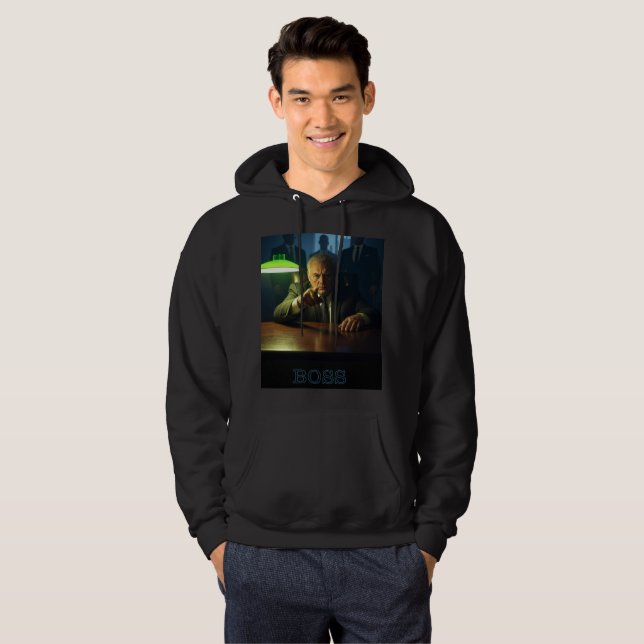Jefe con hombres de texto sudadera encapuchada neg (Anverso completo)