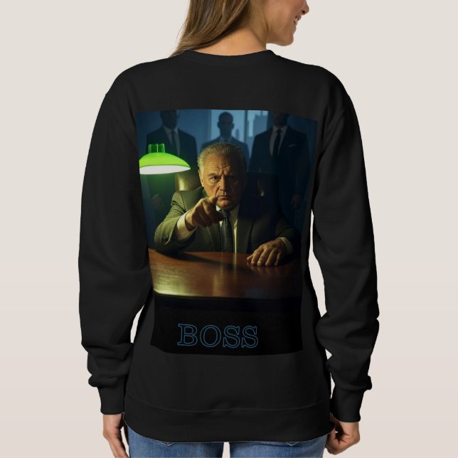 Jefe con mujeres de texto sudadera negra en la esp (Reverso)