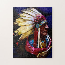 Jefe Hunkpapa nativo rompecabezas de arte original
