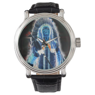 Jefe indio de relojes de personalizado de arte dig