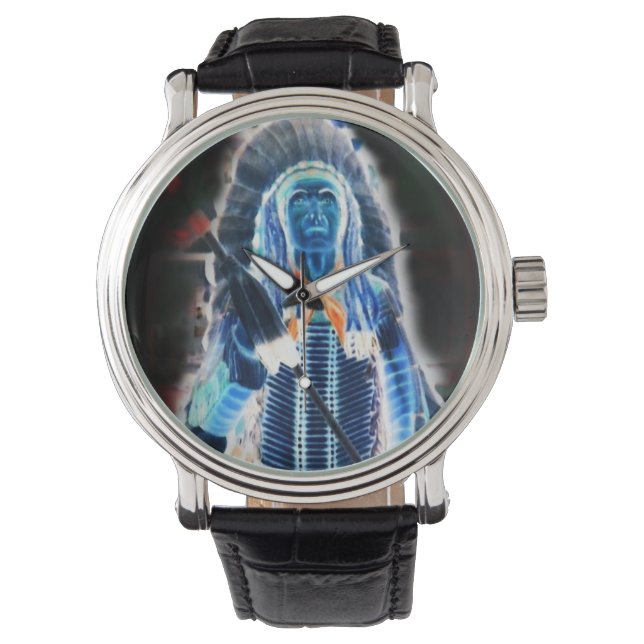 Jefe indio de relojes de personalizado de arte dig (Anverso)
