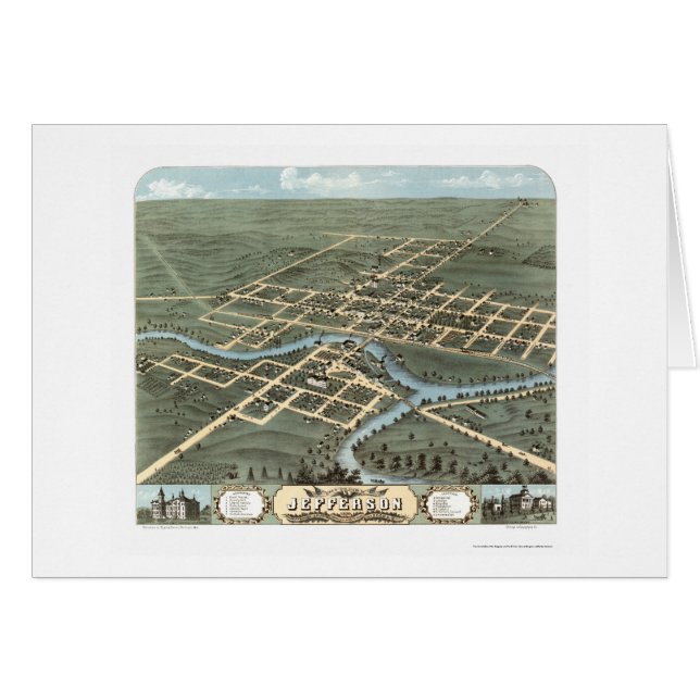 Jefferson, mapa panorámico de los WI - 1870 (Anverso (Horizontal))