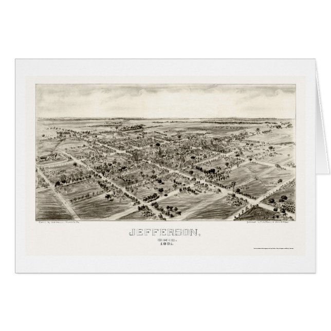 Jefferson, mapa panorámico del OH - 1901 (Anverso (Horizontal))