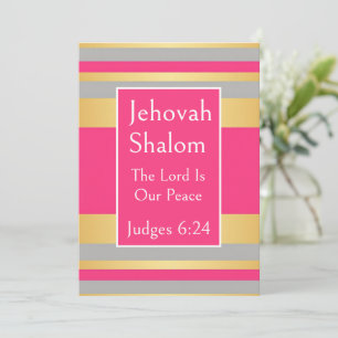 Jehová Shalom, tarjeta de rayas doradas grises y r