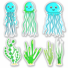 Jellyfish and Seaweed Vinyl Pegatina