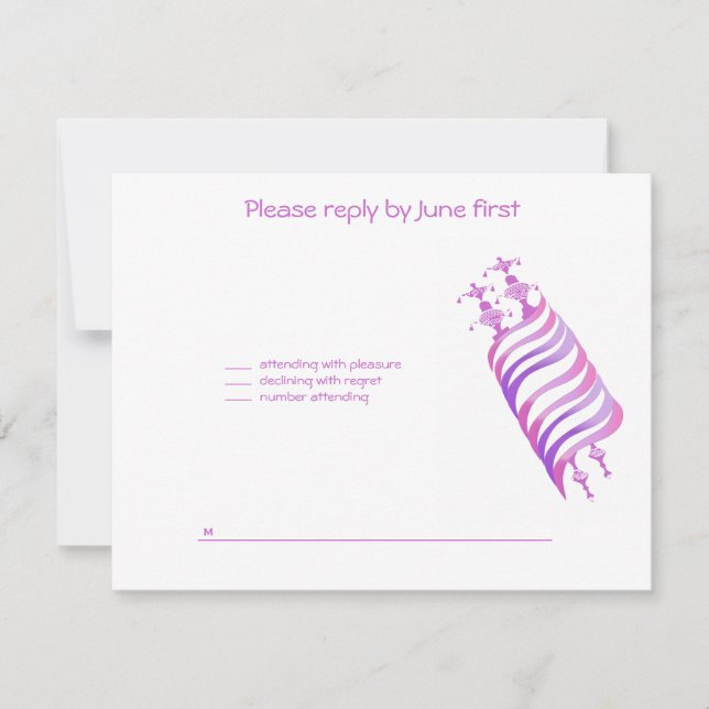 Jenna Alli Pink Torah Bat Mitzvah Invitación RSVP (Anverso)