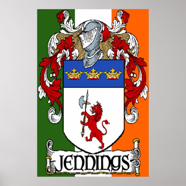 Jennings Escudo de armas Impresión de bandera irla (Frente)