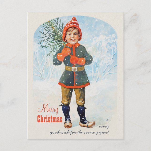 Jenny Nyström Boy con un árbol de Navidad (Anverso)