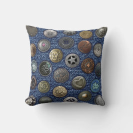 Jeque azul de almohada y botón metalizado