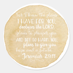 Jeremiah 29:11 Inspiración Pegatinas cristianos or
