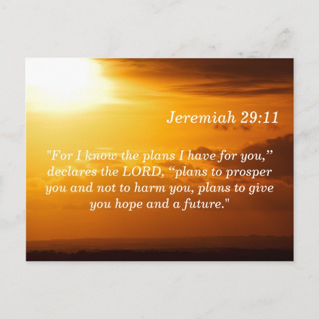 Jeremiah 29 11 Tarjeta de memoria Sunset Scripture (Anverso)