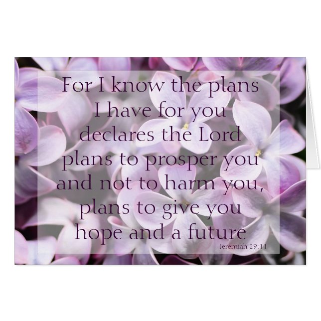 Jeremiah 29:11 Tarjeta Lilacs (Anverso (Horizontal))