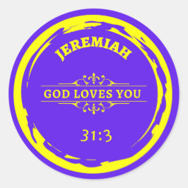 Jeremiah 31 "DIOS TE AMA" PEGATINA DE LA RONDA CLÁ