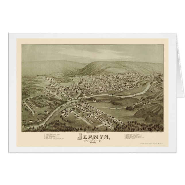 Jermyn, mapa panorámico del PA - 1889 (Anverso (Horizontal))