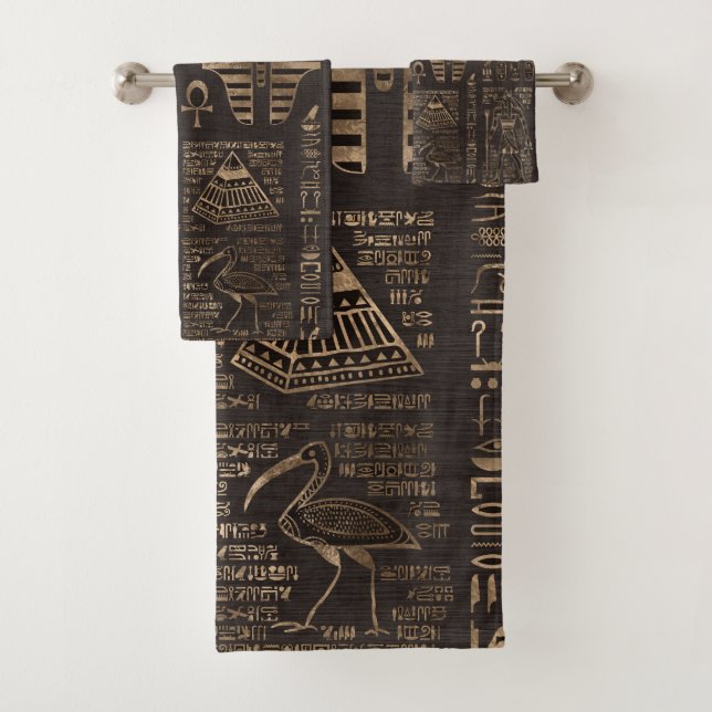 Jeroglíficos y deidades egipcios - oro en la (In situ)