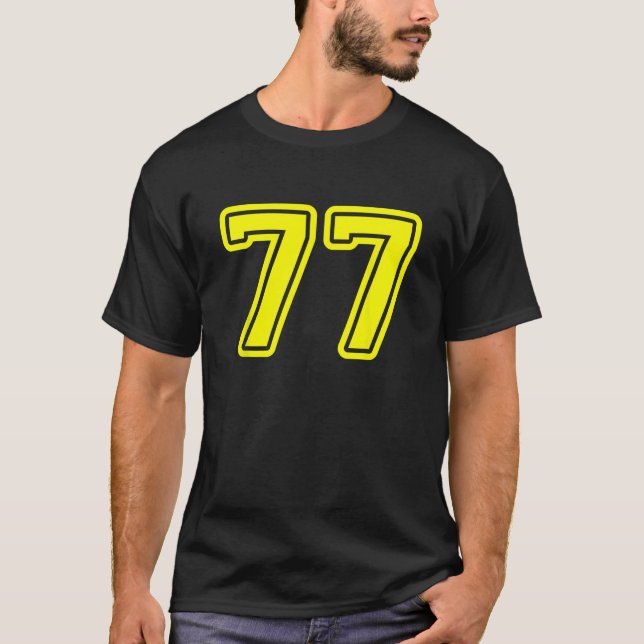 Jersey 77 Yellow Sports Team Jersey Número 77 T Sh (Anverso)