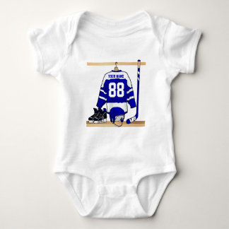 Jersey azul y blanco personalizado del hockey