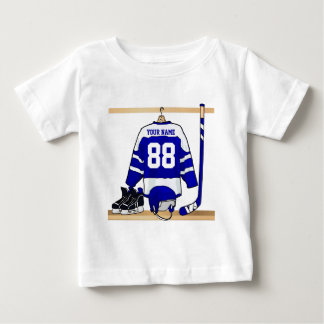 Jersey azul y blanco personalizado del hockey