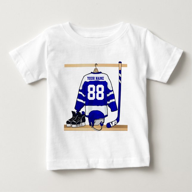 Jersey azul y blanco personalizado del hockey (Anverso)