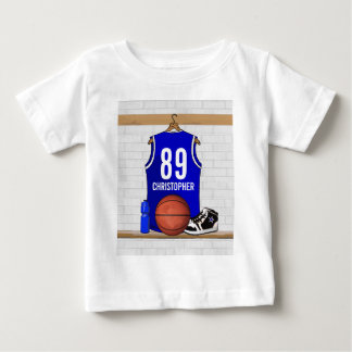 Jersey de baloncesto blanco y azul personalizado