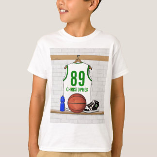 Jersey de baloncesto blanco y verde personalizado