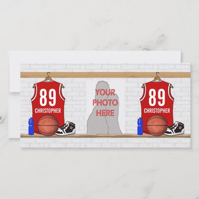 Jersey de baloncesto rojo y blanco personalizado (Anverso)