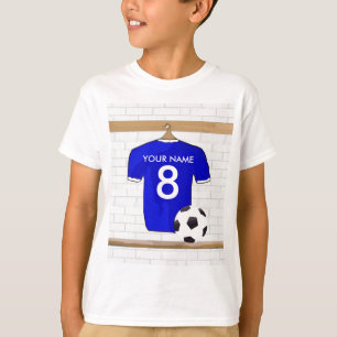 Jersey de fútbol blanco azul personalizado del