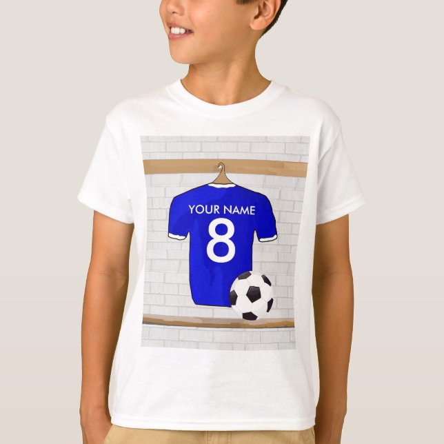 Jersey de fútbol blanco azul personalizado del (Anverso)
