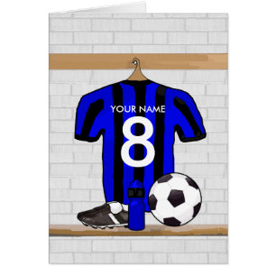 Jersey de fútbol negro y azul personalizado del