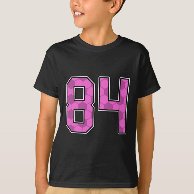 Jersey de fútbol rosa con patrón número 84 uniform (Anverso)