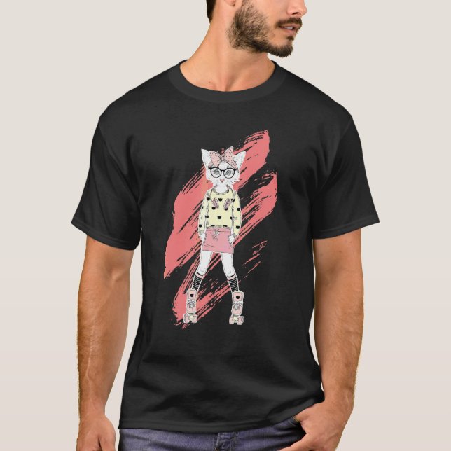 Jersey de Gato con Patines de Rueda Patinaje (Anverso)