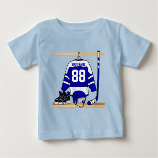 Jersey de hockey sobre hielo azul y blanco persona