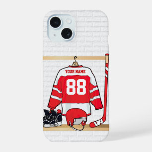 Jersey de hockey sobre hielo personalizado rojo y
