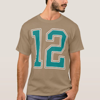 Jersey de jugador número 12 verde azulado y blanco