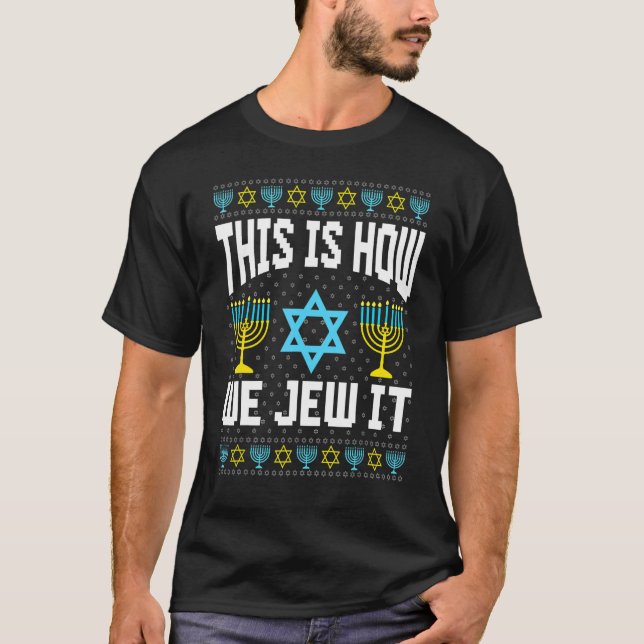 Jersey Feo de Janucá Cómo Rueda mi Dreidel (Anverso)