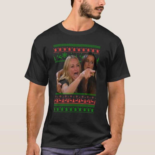 Jersey Feo de Navidad Meme de Gritar a un Gato (Anverso)