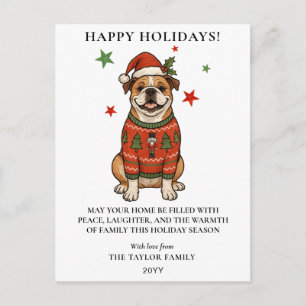 Jersey feo de Navidad perro Bulldog sombrero de Sa