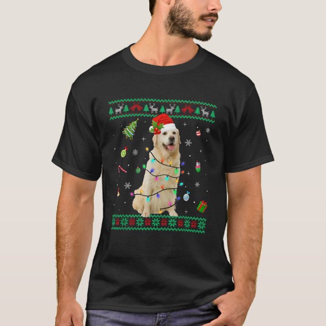 Jersey Feo Perro Retriever Dorado Luces de Navidad (Anverso)