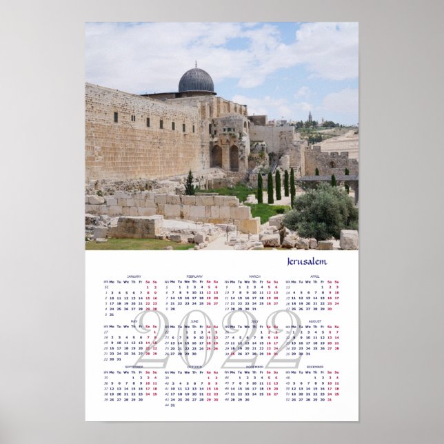Jerusalén, Israel. Calendario 2022 Póster (Frente)