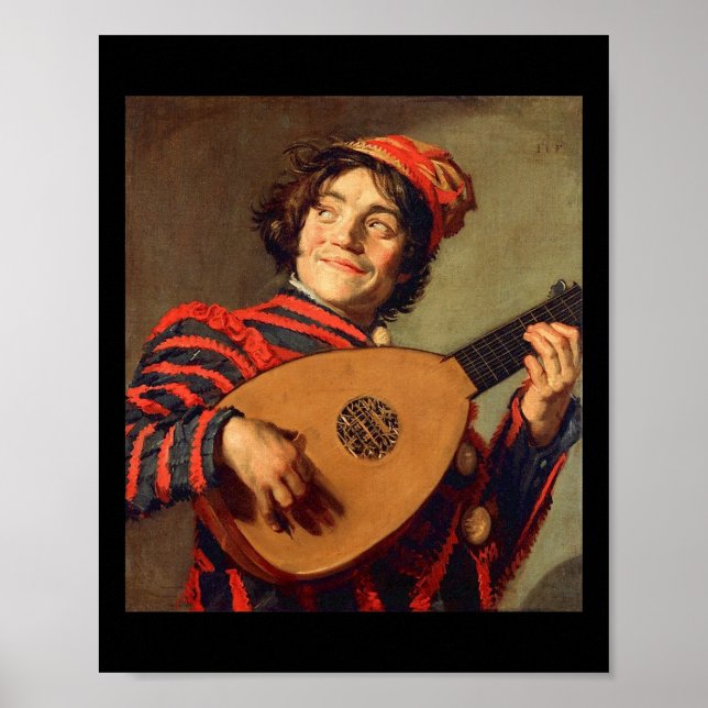 Jester con una impresión de lienzo Poster Lute (Frente)
