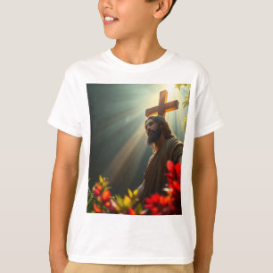 Jesucristo en la camiseta de té del niño del jardí