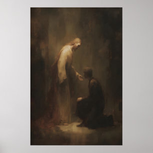 Jesucristo sanando a un hombre, arte de pared cris