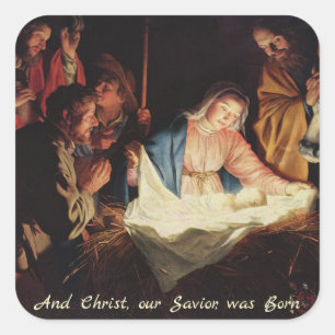 Jesucristo y María, Pegatina de Navidad Belén